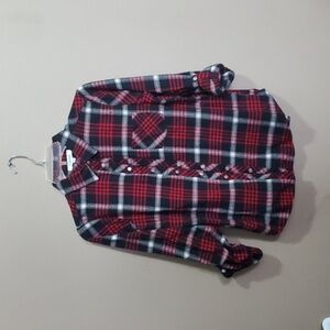 My Style Red And Black Plaid Button Down  Shirt Size Small